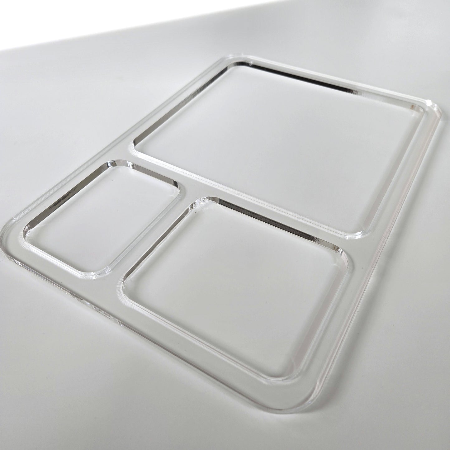 Valet Tray EDC Catch-all | Rectangle 3-pocket (S-M-L) | Acrylic Router Template