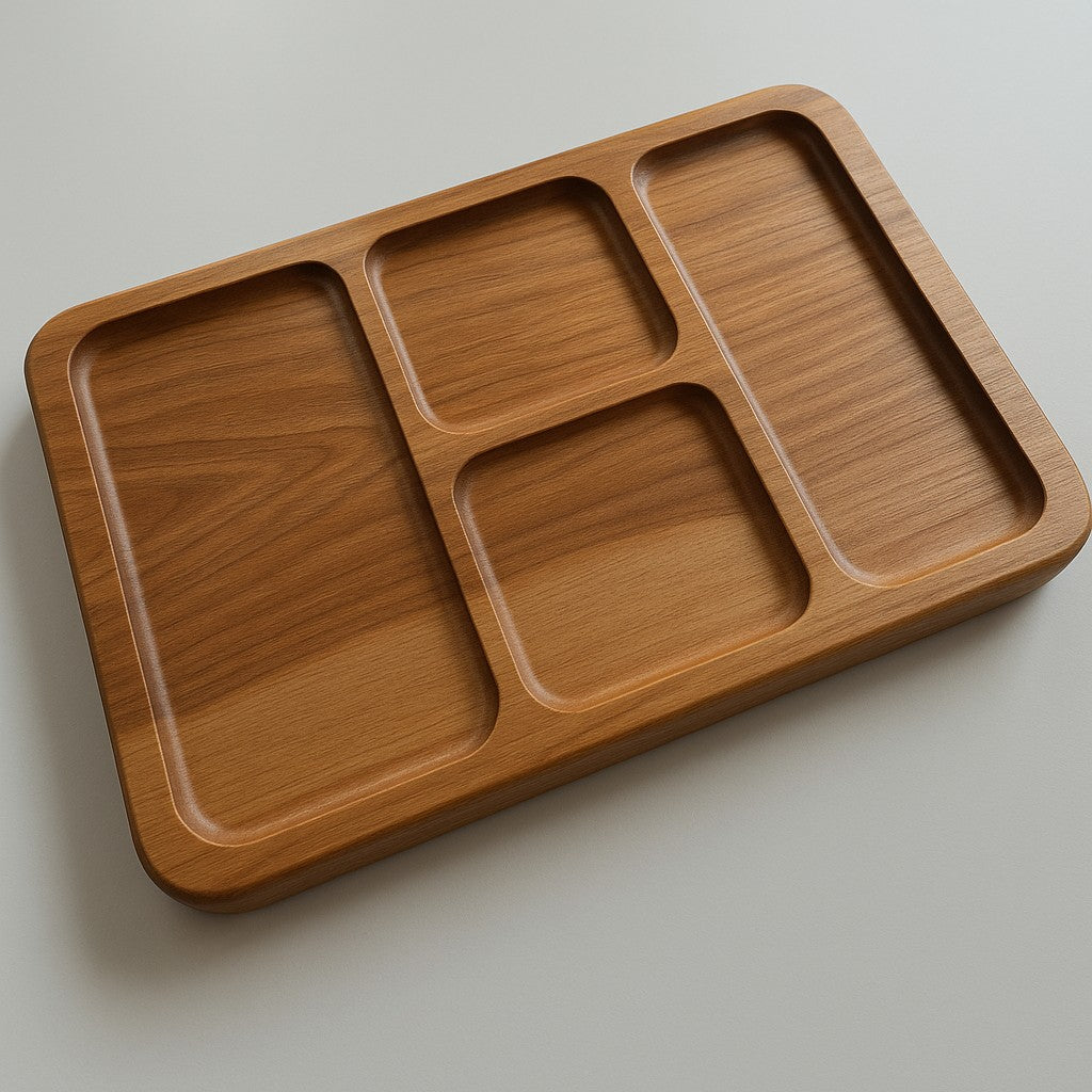 Valet Tray EDC Catch-all | Rectangle 4-pocket | Acrylic Router Template