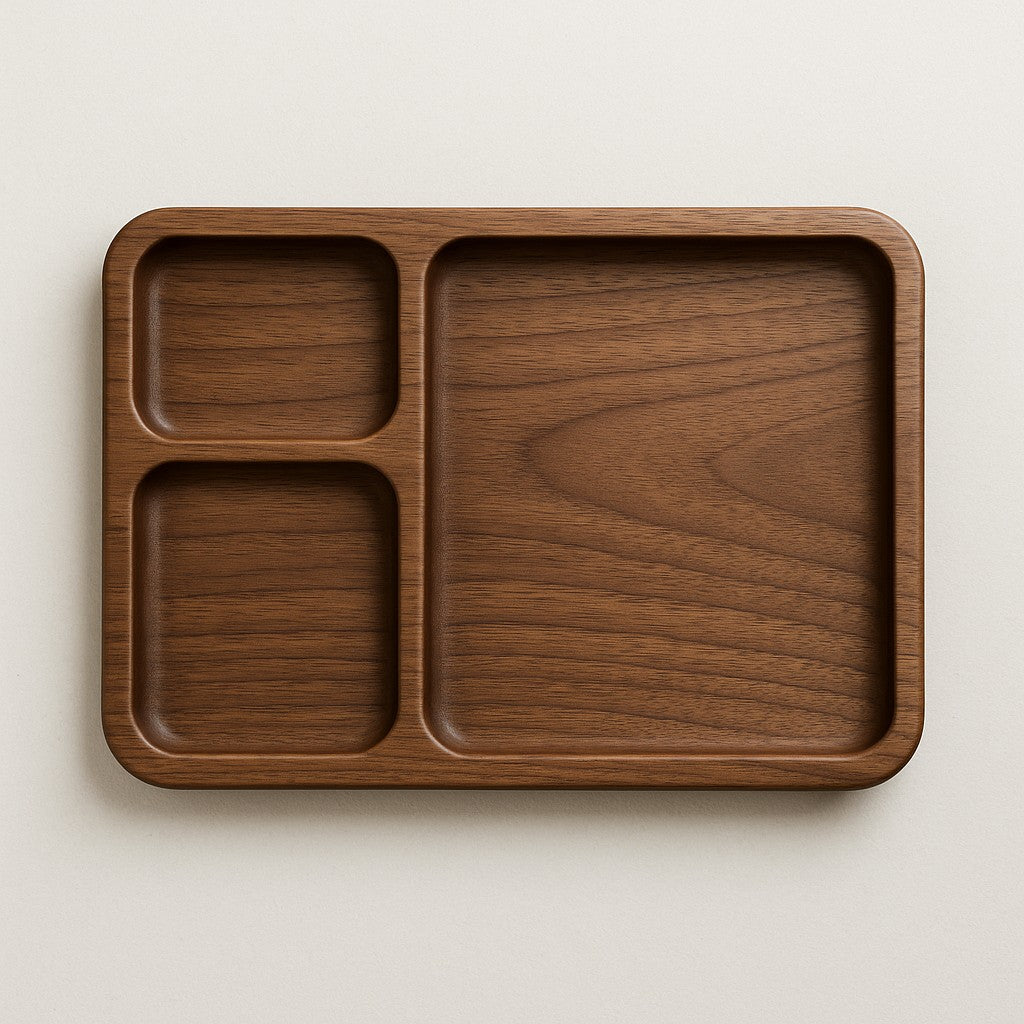 Valet Tray EDC Catch-all | Rectangle 3-pocket (S-M-L) | Acrylic Router Template